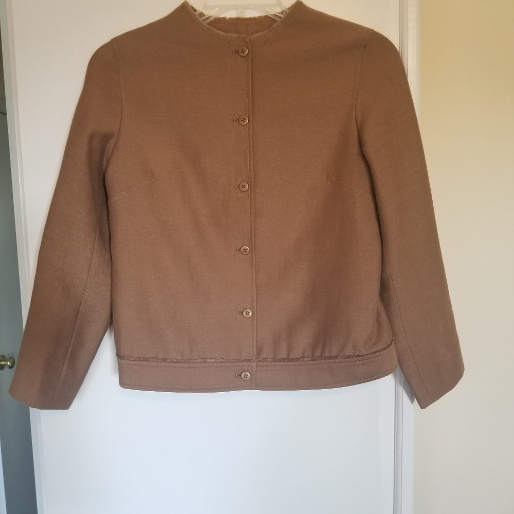 Veeko Vintage Crop Tan Jacket (Size 6)